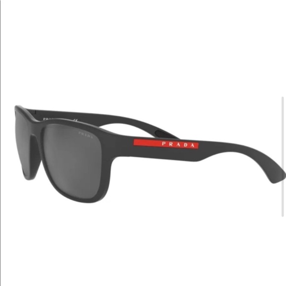 NEW PRADA MEN'S GREY MIRROR BLACK SUNGLASSES - 100% Authentic Original Packaging - Picture 2 of 6